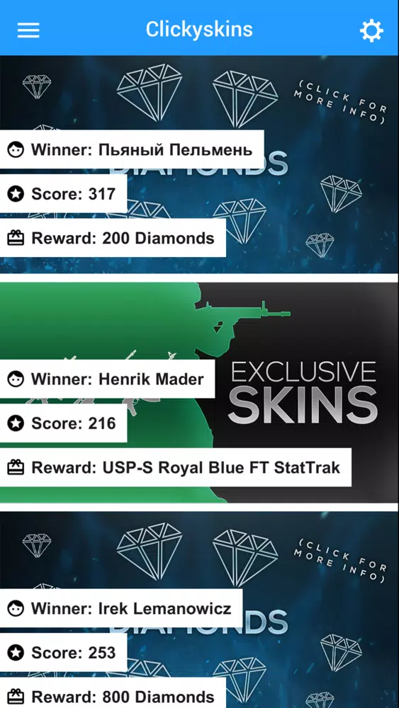 Capturas de pantalla de Clickyskins - Win CSGO skins