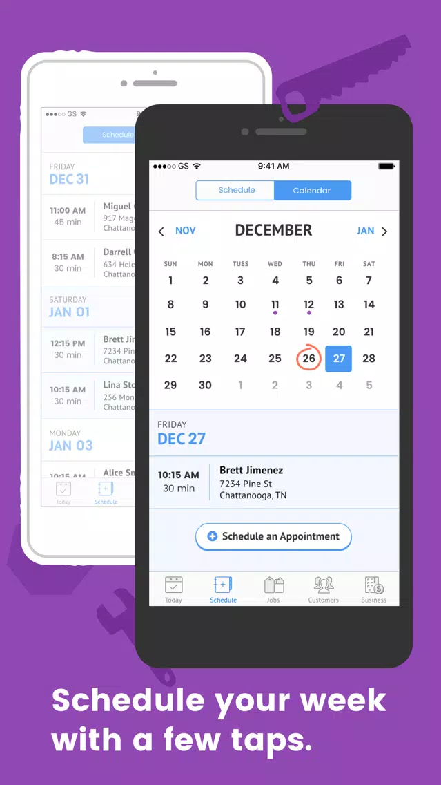 WorkWeek: Schedule & Invoice Screenshots