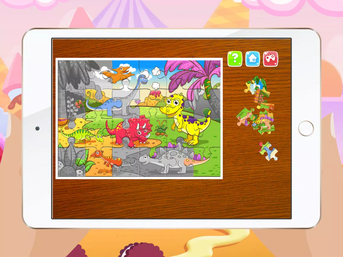 Dinosaur Games for kids - Cute Dino Train Jigsaw Puzzles for Preschool and Toddlers iPad Screenshots