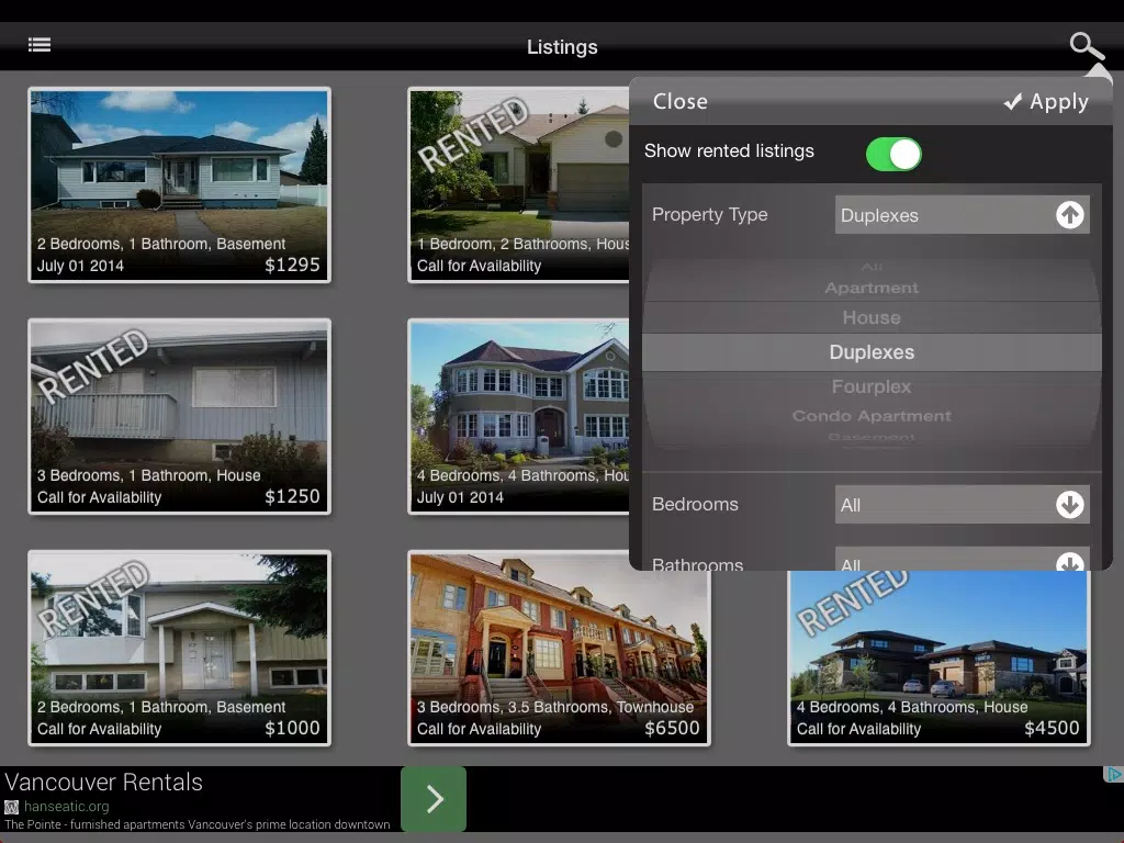 Apartment Rentals & Houses for Rent Searches by Rent Click iPad Screenshots