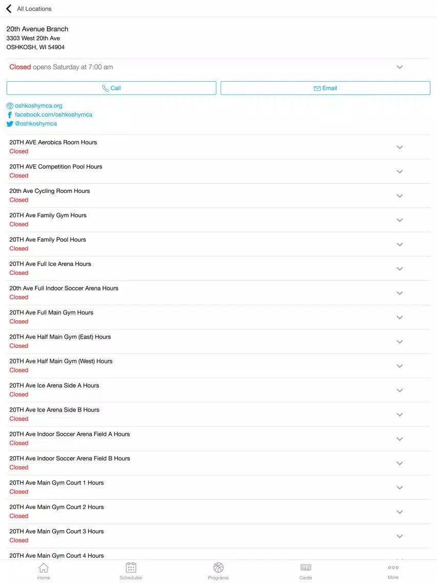 Oshkosh Community YMCA iPad Screenshots