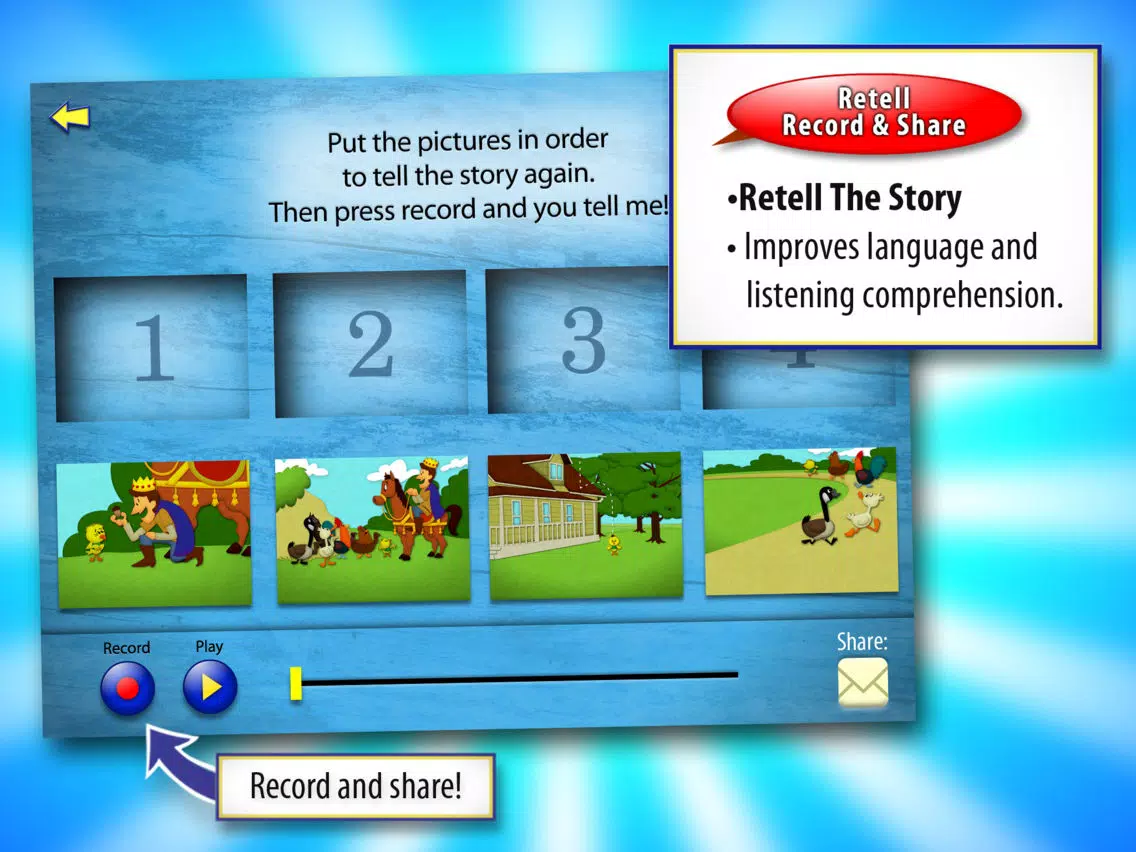 Chicken Little with WordWinks and Retell, Record & Share iPad Screenshots