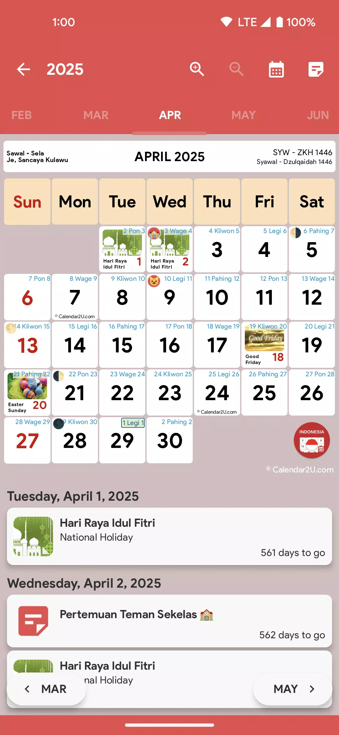 Indonesia Calendar Screenshots