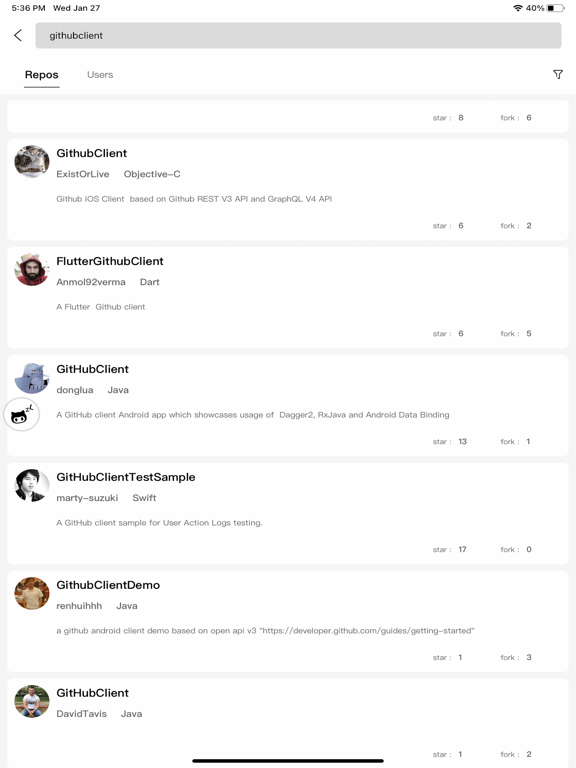 ZLGithubClient iPad Screenshots