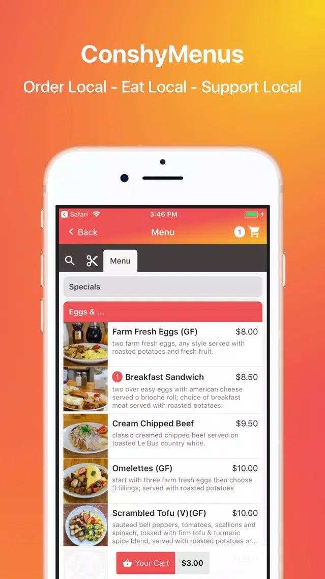 ConshyMenus - Order Online Screenshots