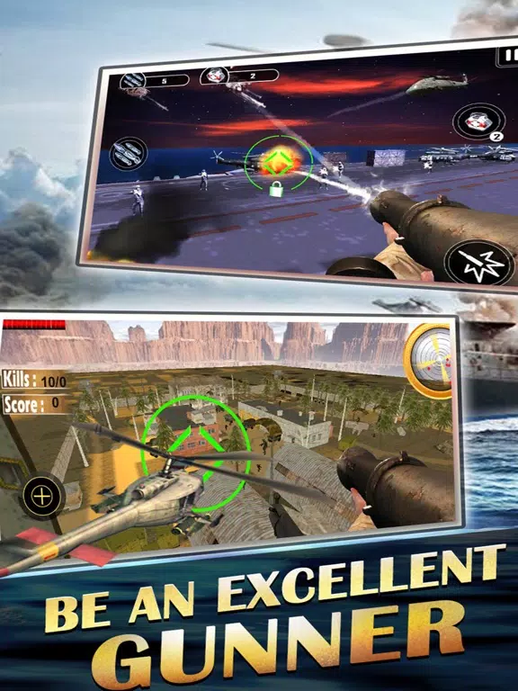 Sniper gunship helicopter shooting 3D:Free FPS battleship war airplane gun shooting games iPad  Screenshots