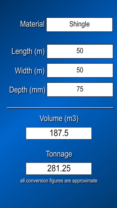 Tonnage Calculator Screenshots