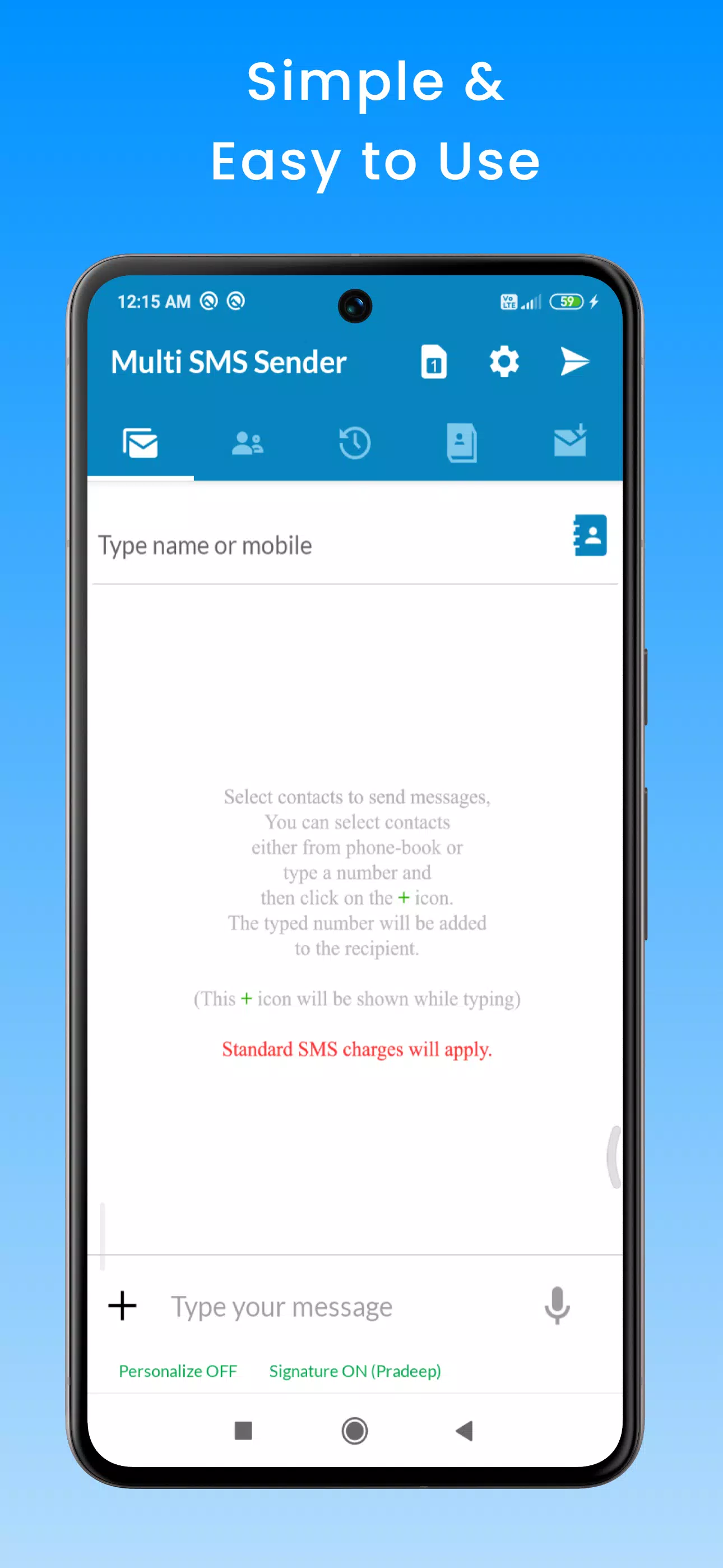 Multi SMS Sender (MSS) Screenshots