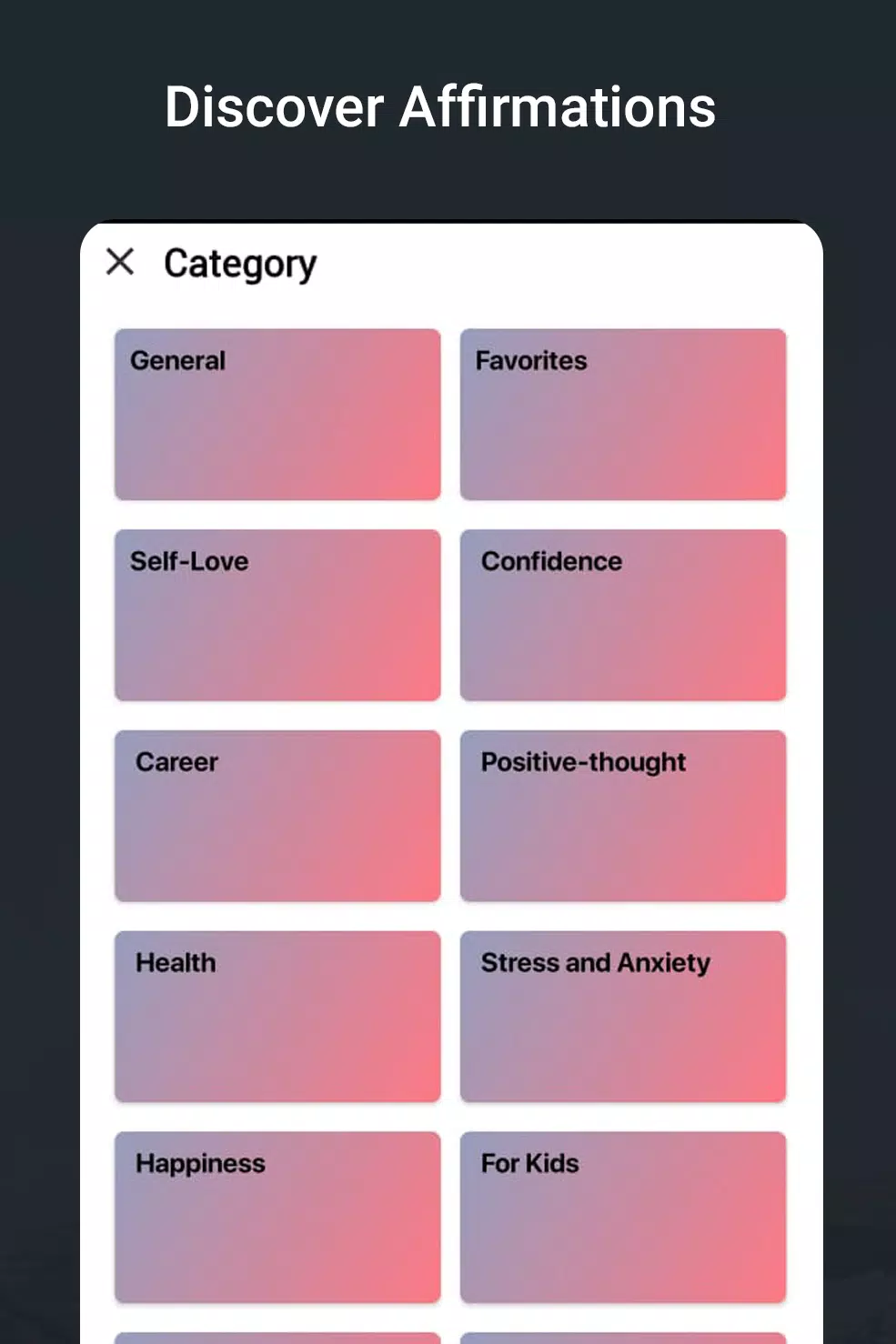 Positive Daily Affirmation App Screenshots
