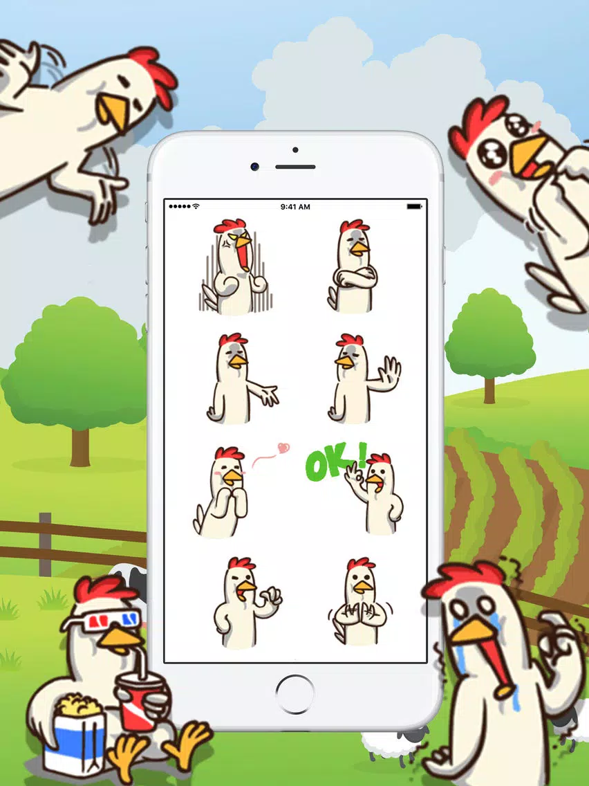 White Chicken Stickers iPad Screenshots