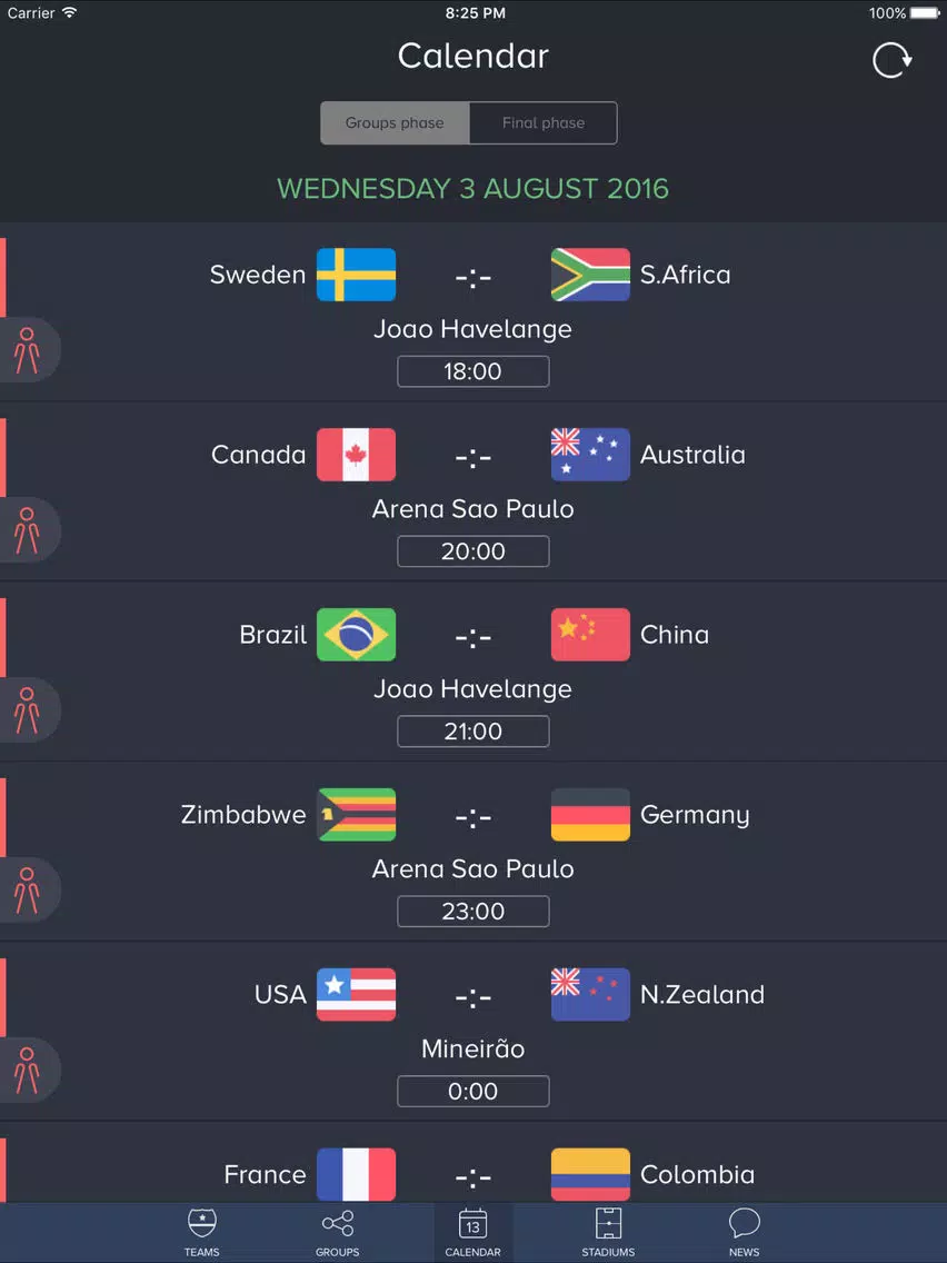 Brazil 2016 / Live soccer results - Games Edition iPad Screenshots