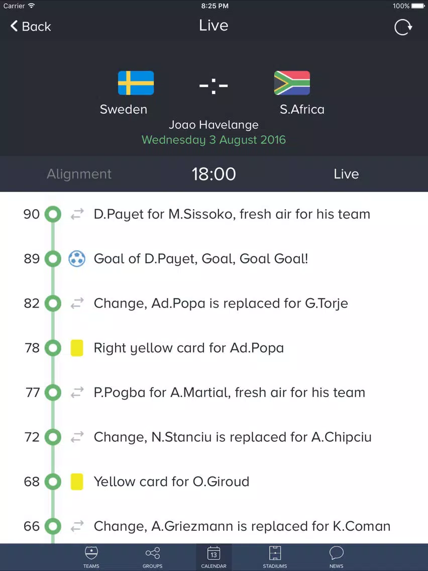 Brazil 2016 / Live soccer results - Games Edition iPad Screenshots