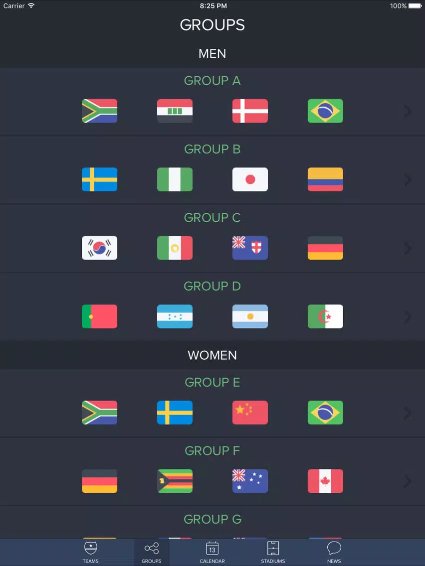 Brazil 2016 / Live soccer results - Games Edition iPad Screenshots