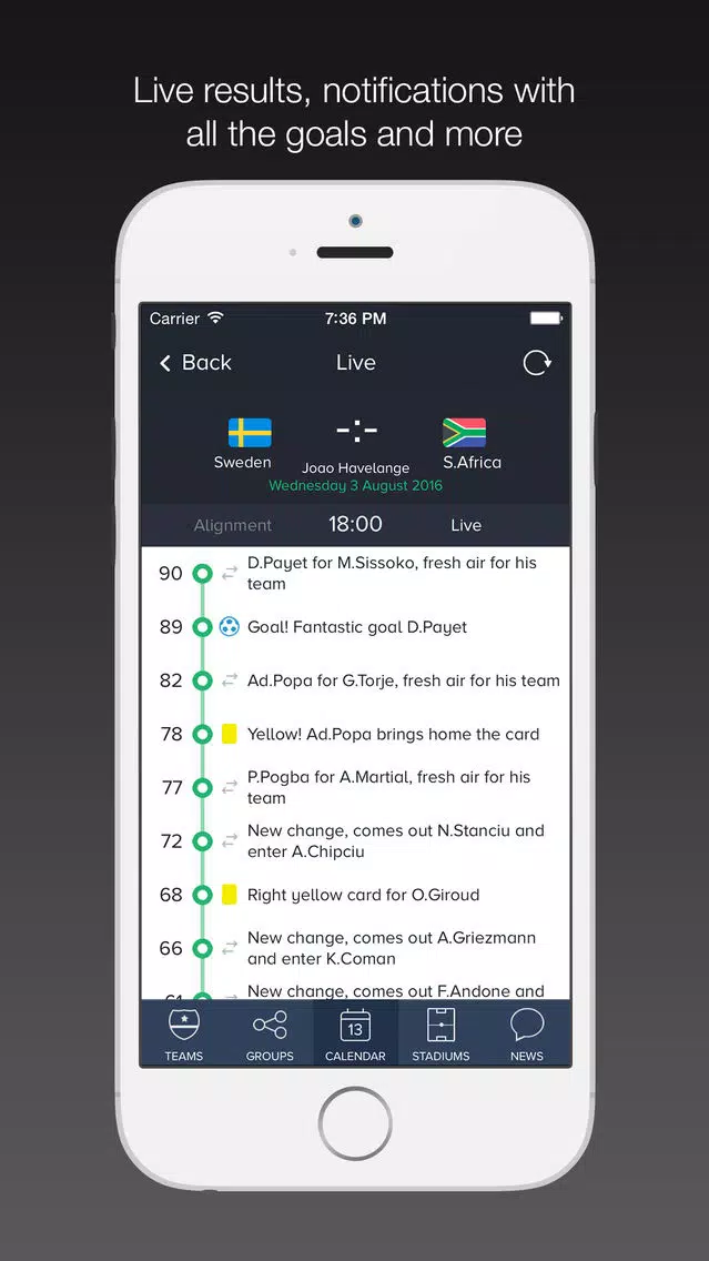 Brazil 2016 / Live soccer results - Games Edition Screenshots