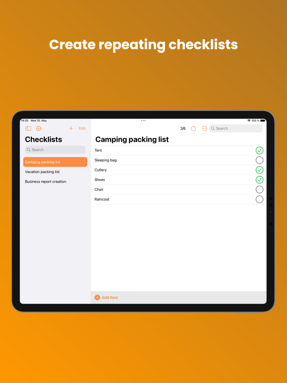 Checklists: Repeating To-Dos iPad Screenshots
