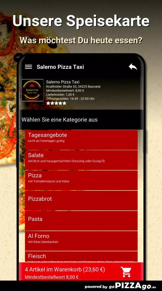 Salerno Pizza Taxi Baunatal Screenshots