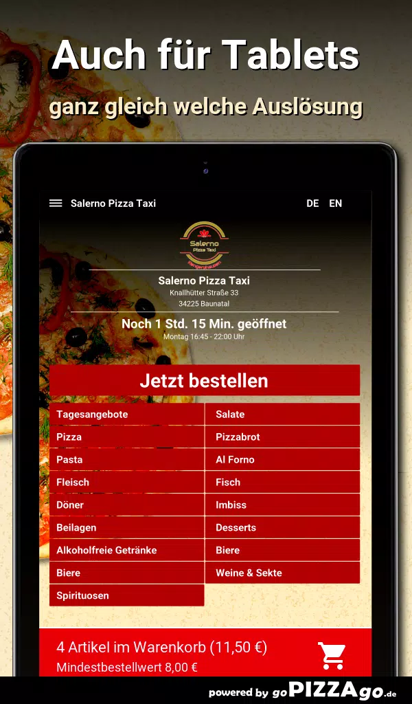 Salerno Pizza Taxi Baunatal Screenshots