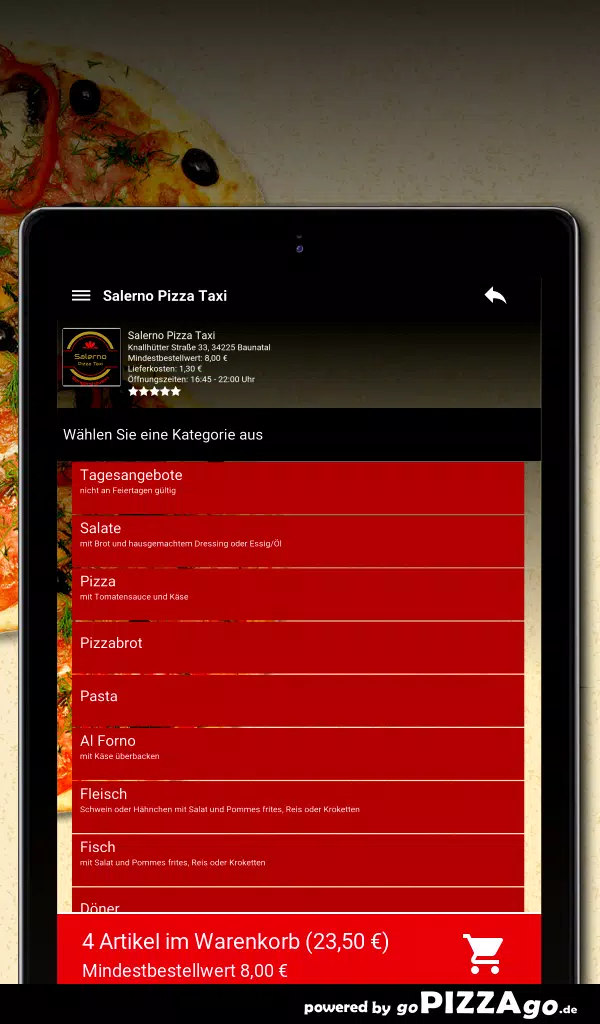 Salerno Pizza Taxi Baunatal Screenshots