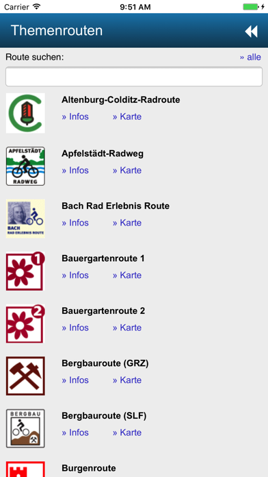 Radroutenplaner Thüringen Screenshots