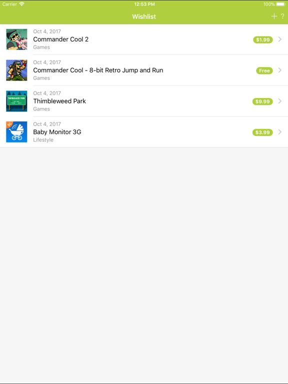 Your App Wishlist iPad Screenshots