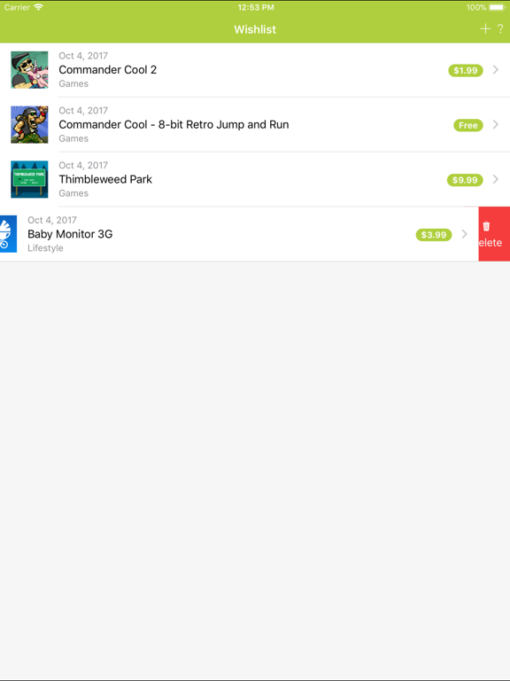 Your App Wishlist iPad Screenshots