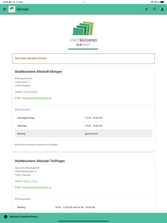 mobilOPAC YourBib iPad Screenshots