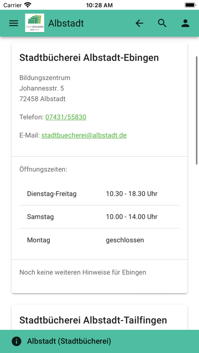 mobilOPAC YourBib Screenshots