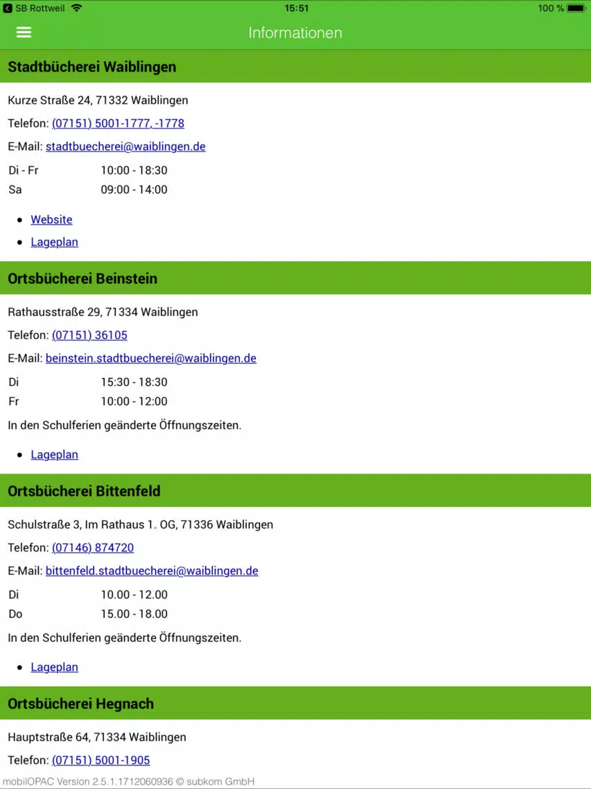 Stadtbücherei Waiblingen iPad Screenshots