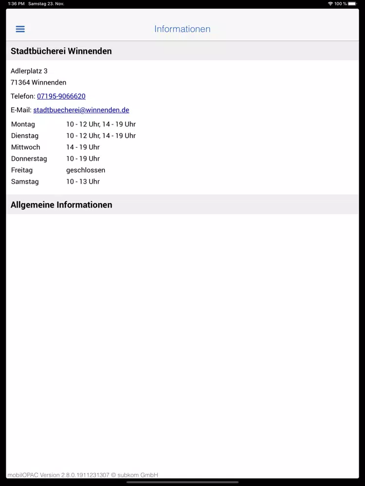 Stadtbücherei Winnenden iPad Screenshots