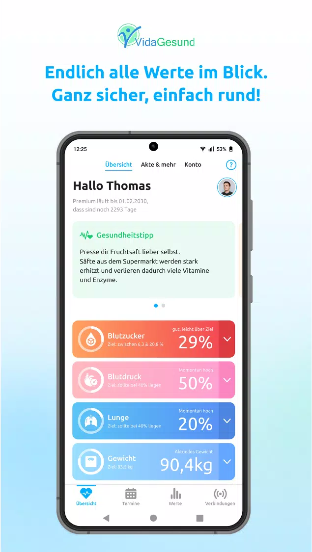 Diabetes-App + Blutdruck-App Screenshots