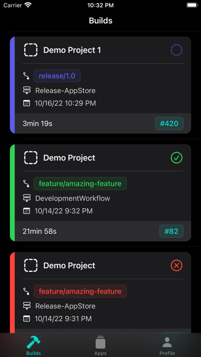 Botrise: Bitrise Client Screenshots