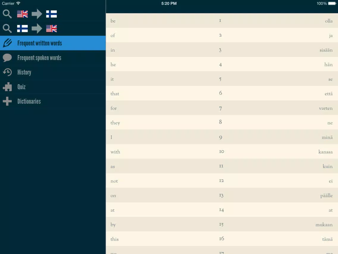 Tangkapan skrin Easy Learning Finnish - Translate & Learn - 60+ Languages, Quiz, frequent words lists, vocabulary iPad