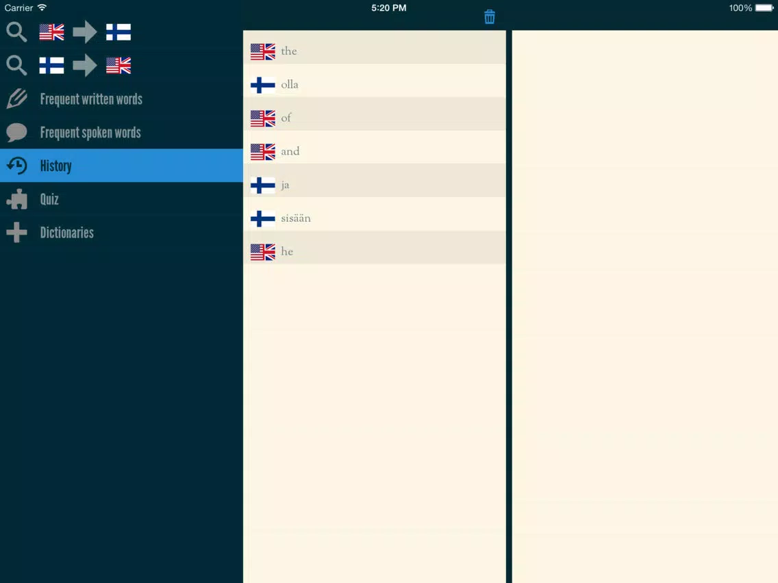 Tangkapan skrin Easy Learning Finnish - Translate & Learn - 60+ Languages, Quiz, frequent words lists, vocabulary iPad