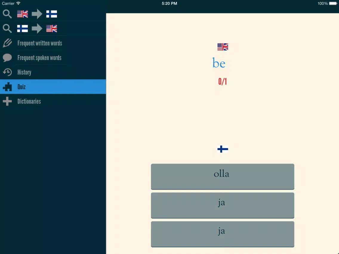Tangkapan skrin Easy Learning Finnish - Translate & Learn - 60+ Languages, Quiz, frequent words lists, vocabulary iPad