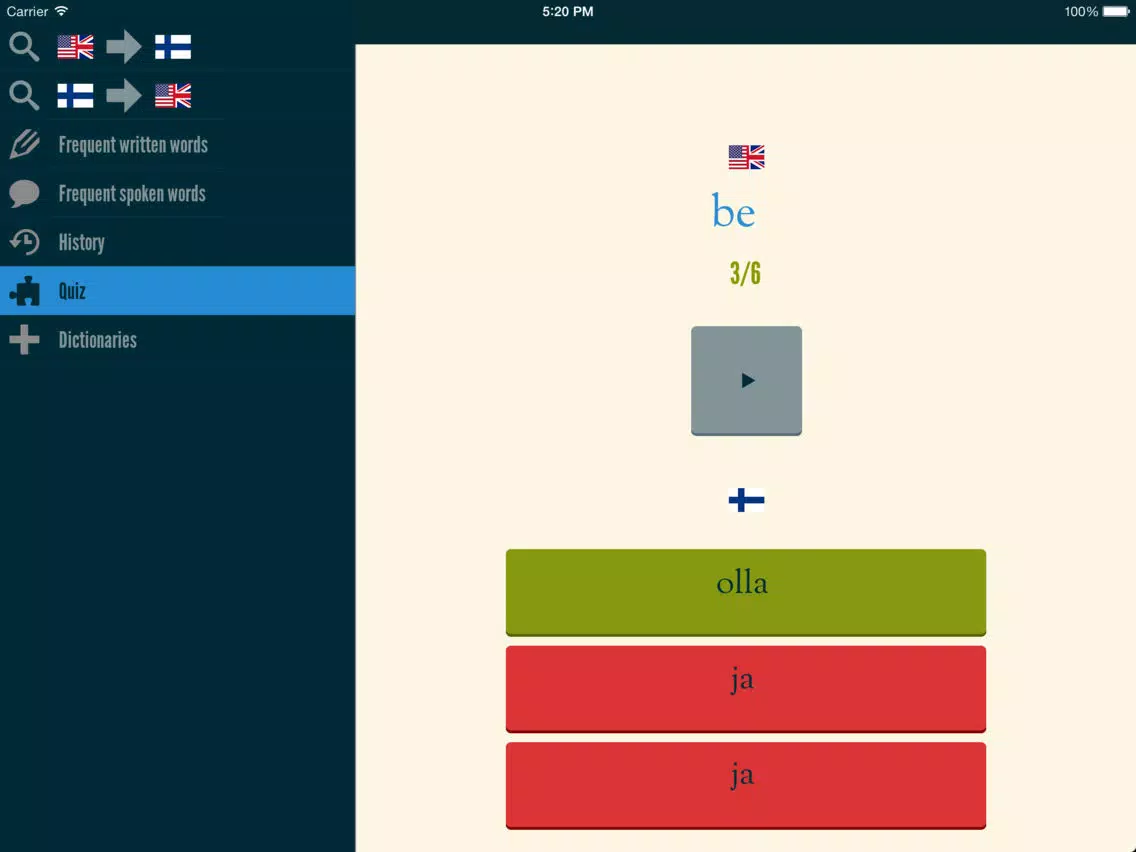 Tangkapan skrin Easy Learning Finnish - Translate & Learn - 60+ Languages, Quiz, frequent words lists, vocabulary iPad