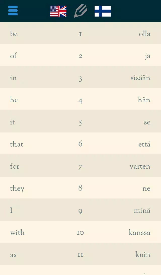 Tangkapan skrin Easy Learning Finnish - Translate & Learn - 60+ Languages, Quiz, frequent words lists, vocabulary