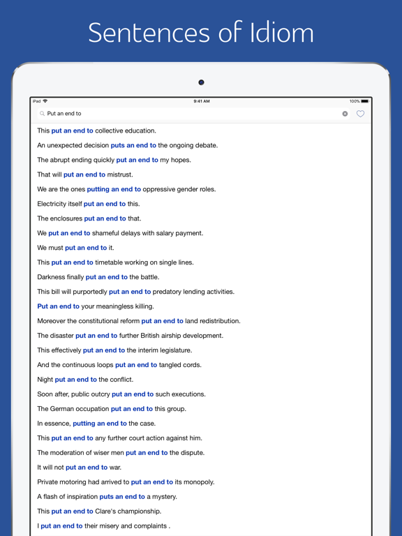 English Sentence Dictionary iPad Screenshots