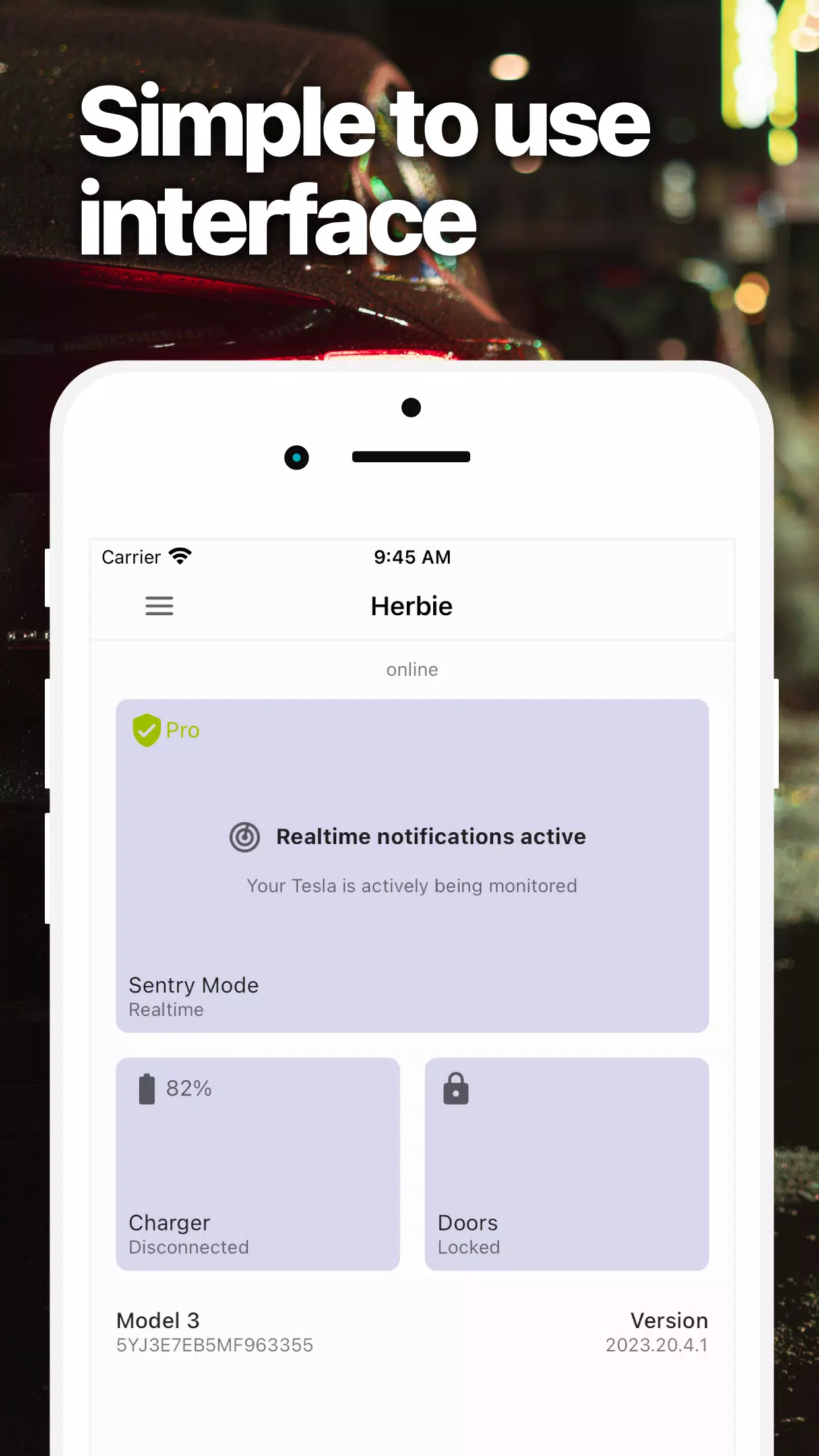 Sentry Pro—Tesla Notifications Screenshots
