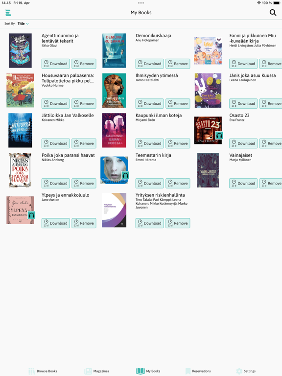 E-kirjasto iPad Screenshots
