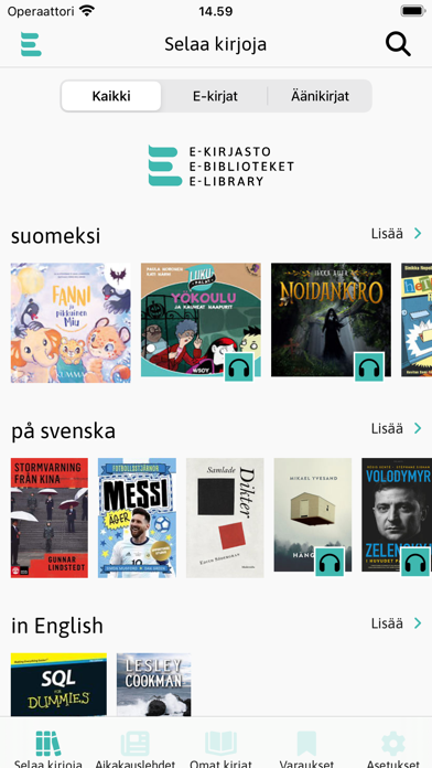 E-kirjasto Screenshots