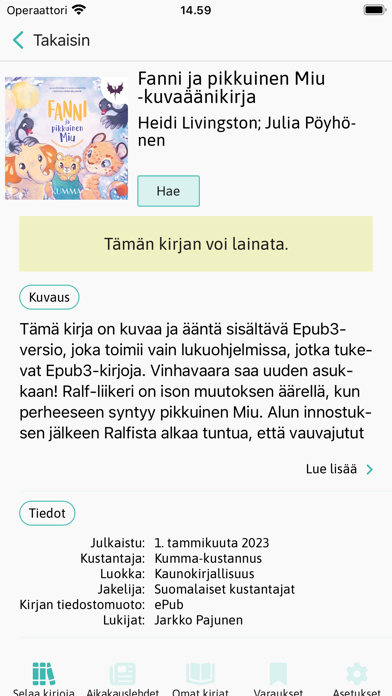 E-kirjasto Screenshots