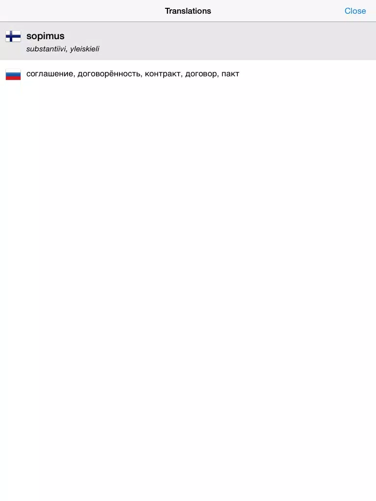 Suomi - venäjä - suomi sanakirja iPad Screenshots