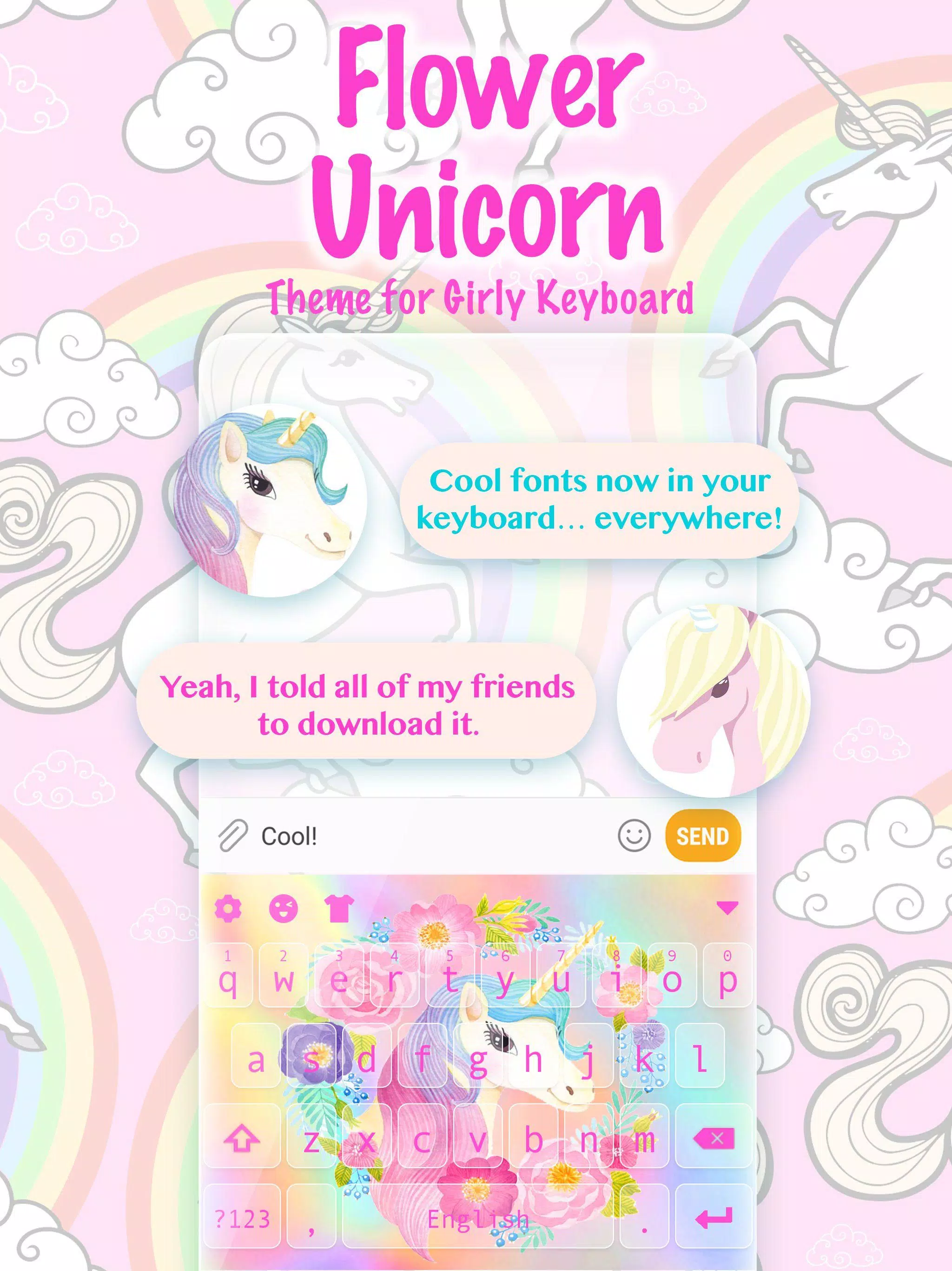 Flower Unicorn Keyboard Theme Screenshots