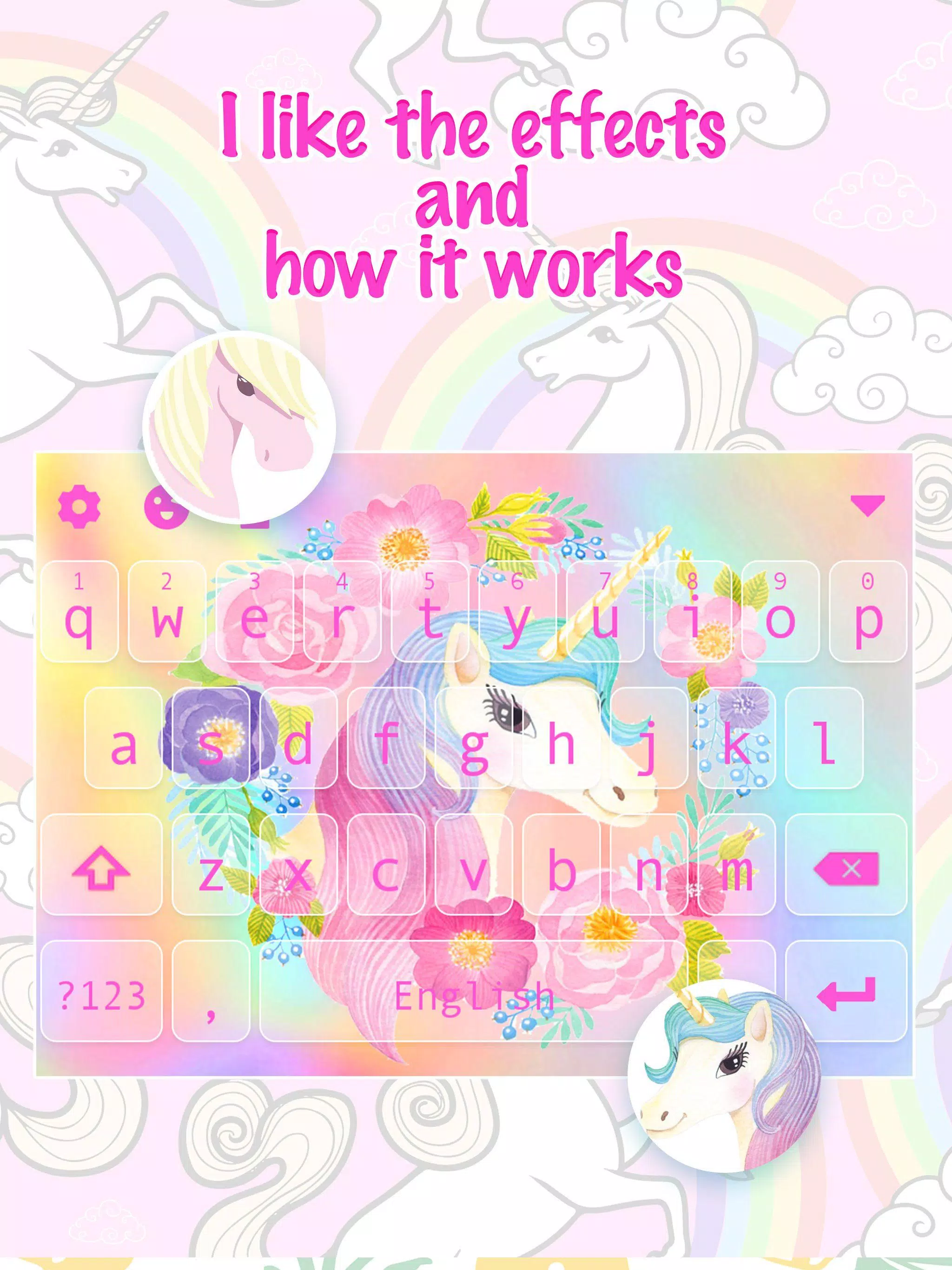 Flower Unicorn Keyboard Theme Screenshots