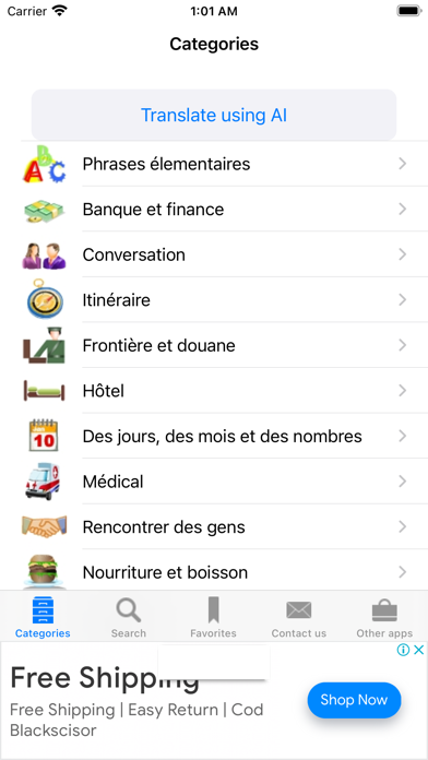 Tangkapan layar French to English using AI