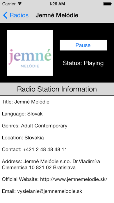 Slovakia Radio Live Player (Slovak / Slovensko) Screenshots