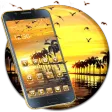 Coconut Palm Sunset Golden