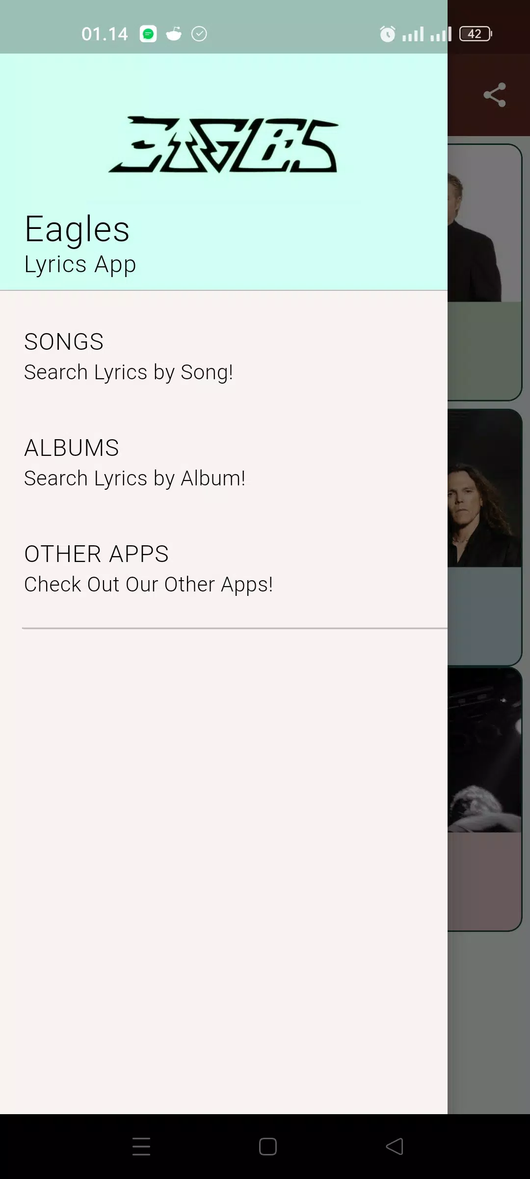 Eagles Lyrics Screenshots