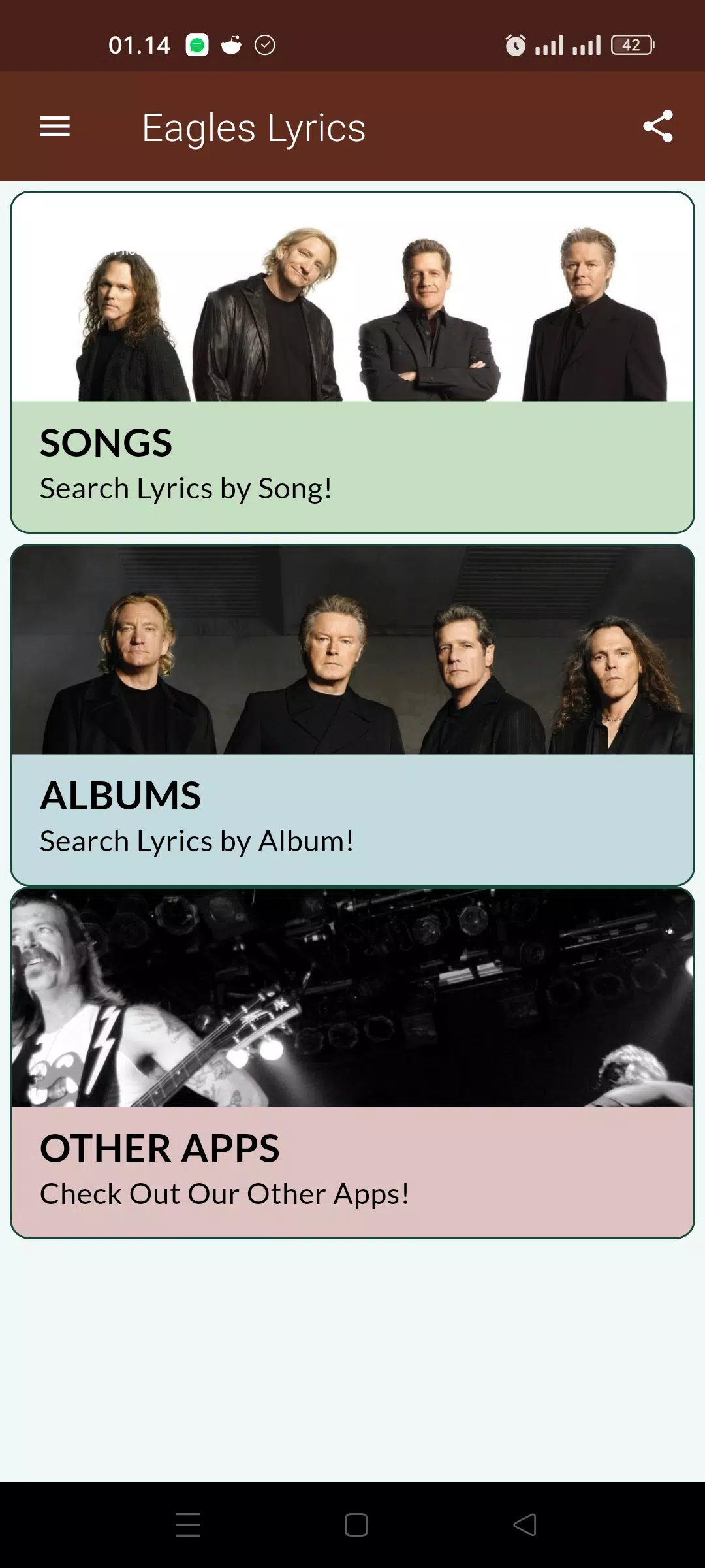 Eagles Lyrics Screenshots