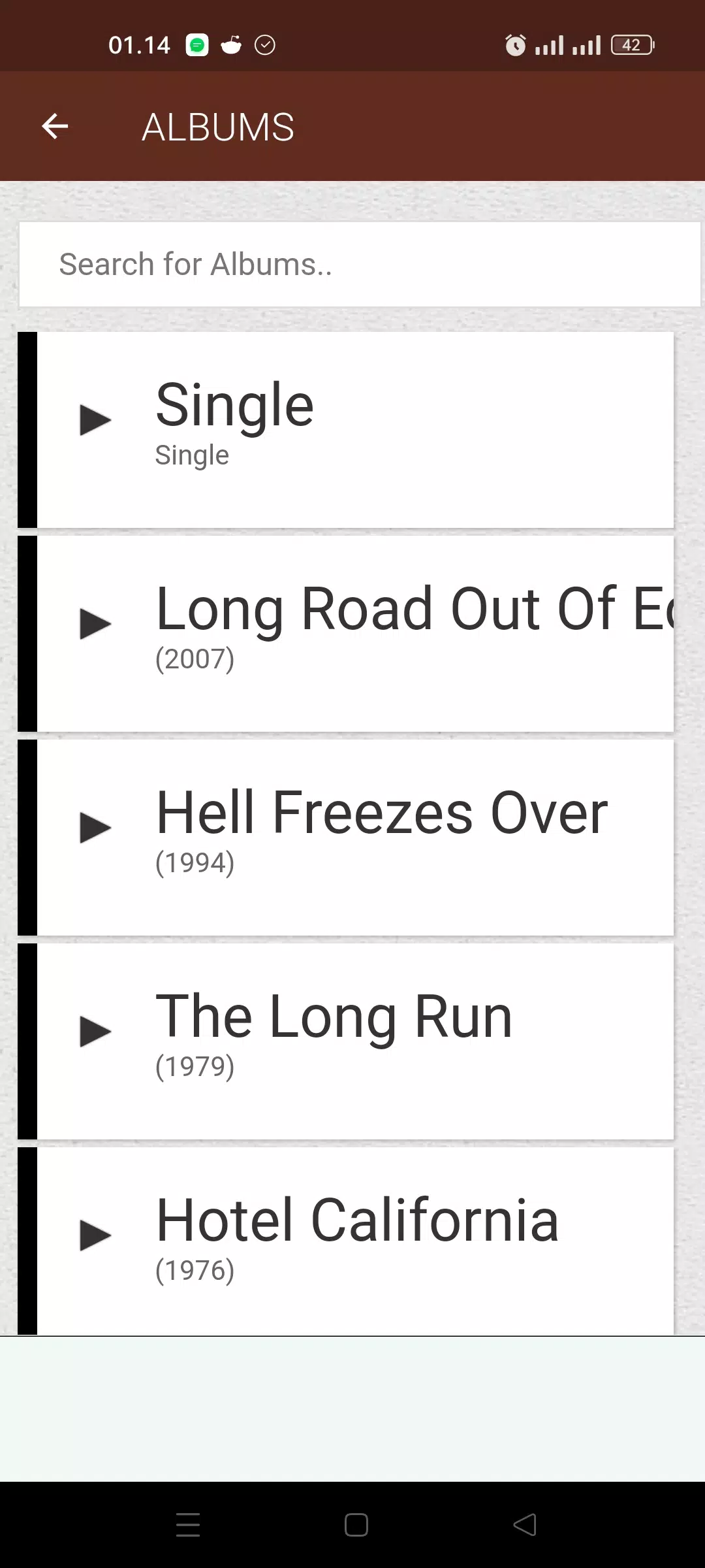 Eagles Lyrics Screenshots